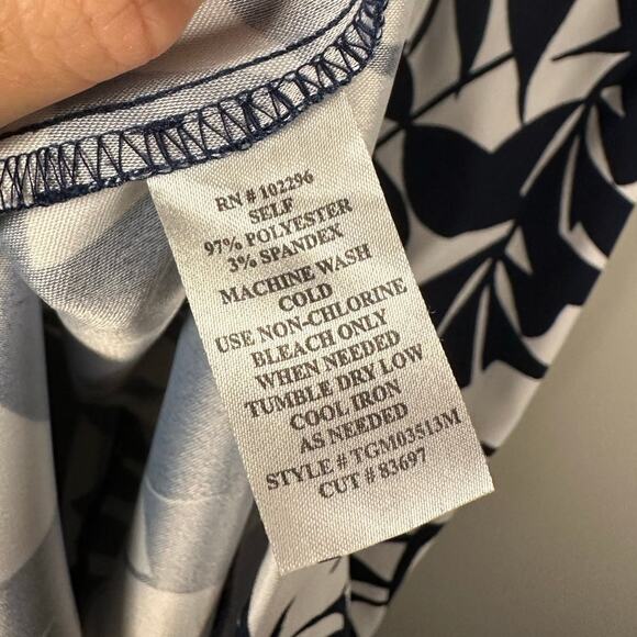 Connected Apparel Blue & White Floral Tropical Print Sheath Dress Women's 6 - Picture 5 of 5